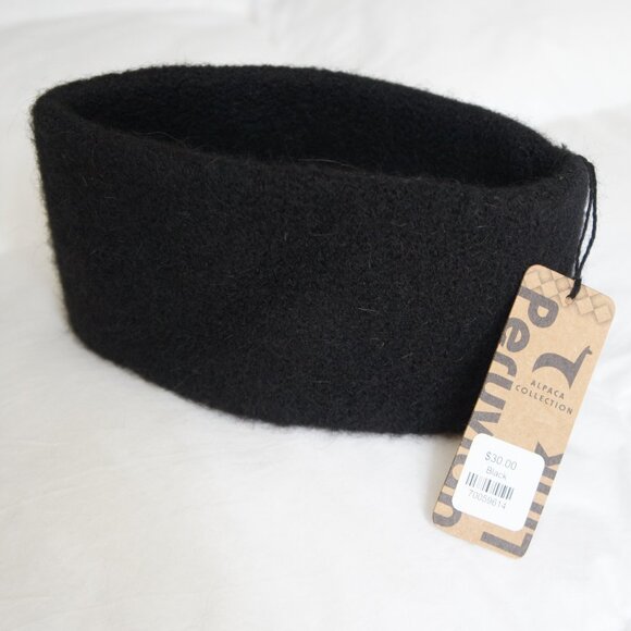 Peruvian Link Black Stretchy Alpaca Winter Ski Ear Muff Headband - Picture 5 of 5